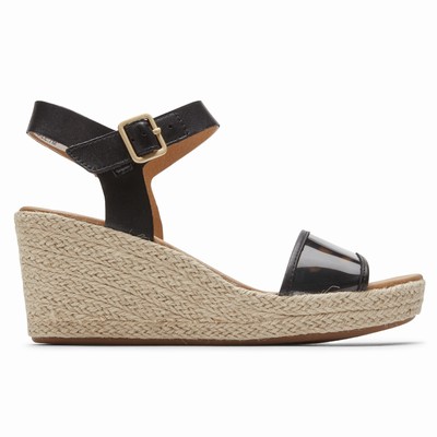 Rockport Lyla-Strap Wedges Damen Schwarz ZDU-813267